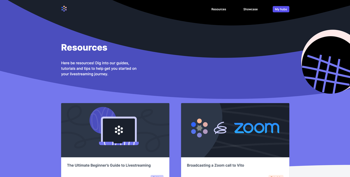Screenshot of resources page