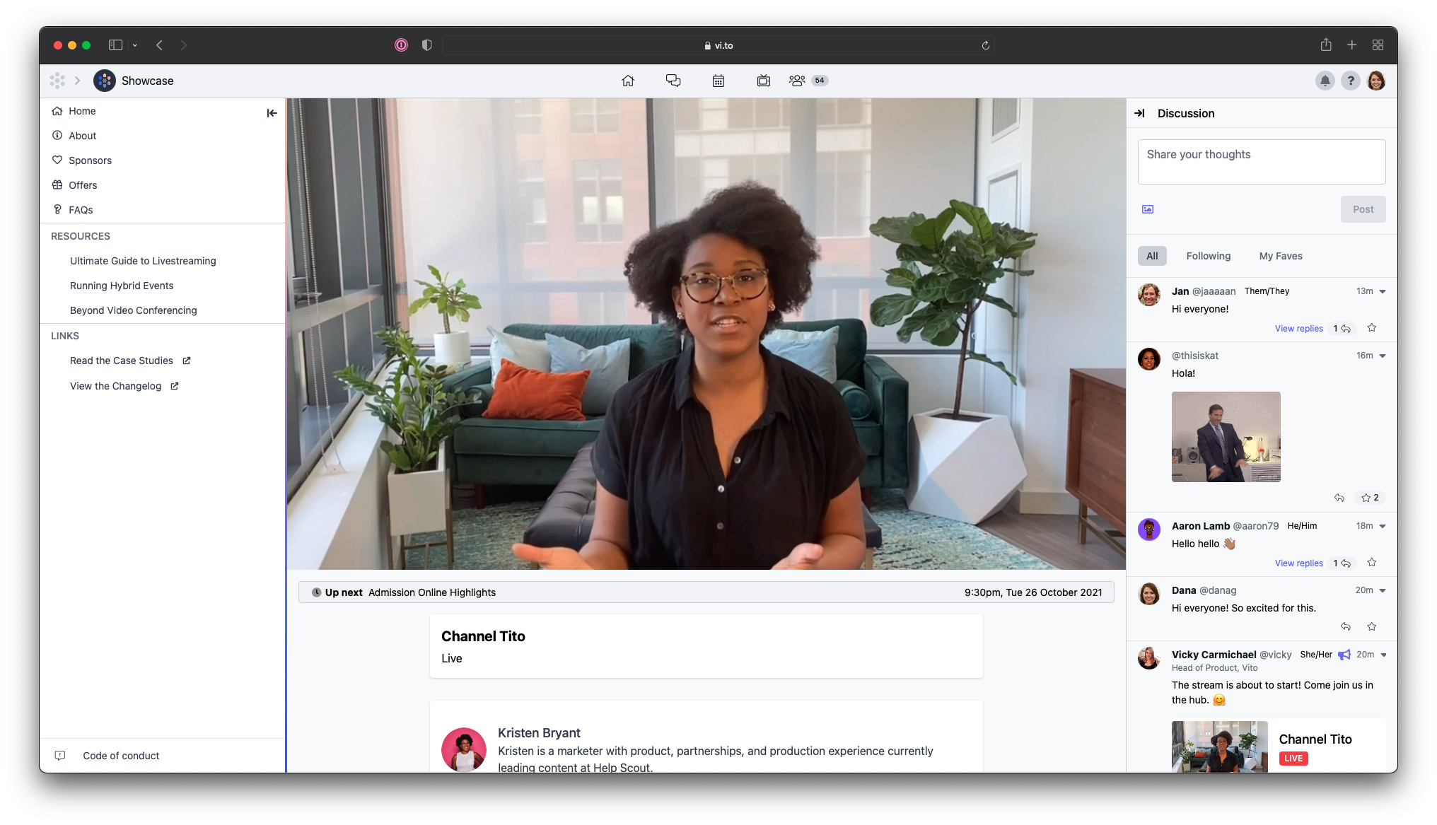 Screenshot of Vito hub